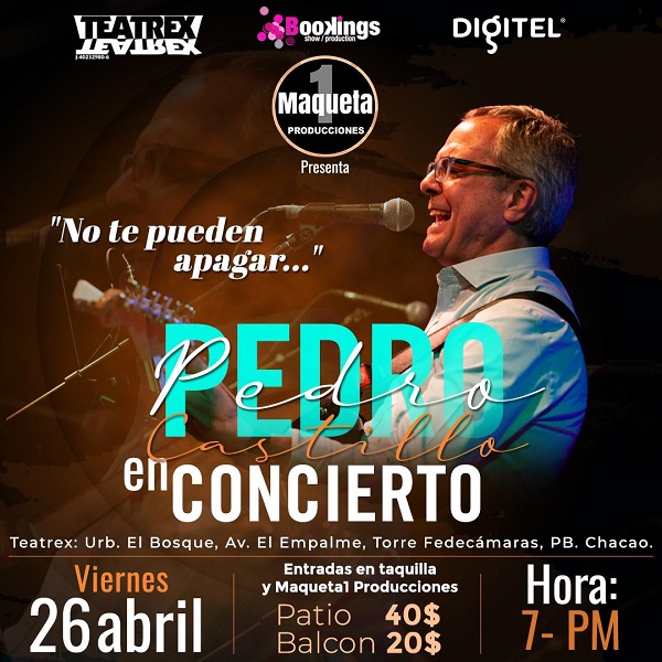 Pedro Castillo regresa a Venezuela con su Tour "No Te Pueden Apagar"