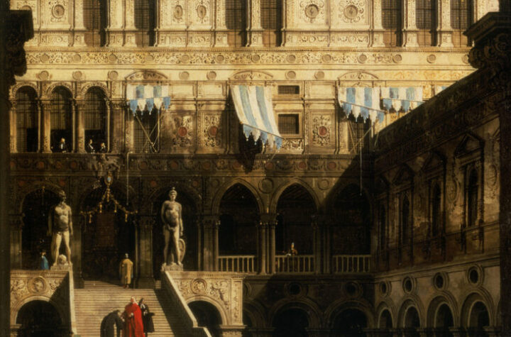 Canaletto. El Palacio Ducal, Venecia: La Escalinata de los Gigantes vista desde el Arco Foscari, hacia 1671. Colección Pérez Simón © Arturo Piera
