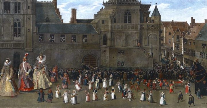 David Noveliers. La procesión de gigantes en Bruselas el 31 de mayo de 1615, 1616