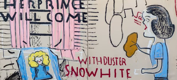 Rose Wylie. Snowwhite (3) with Duster (detalle), 2018