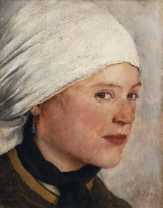 Wilhelm Leibl. Joven con pañuelo blanco, 1876-1877